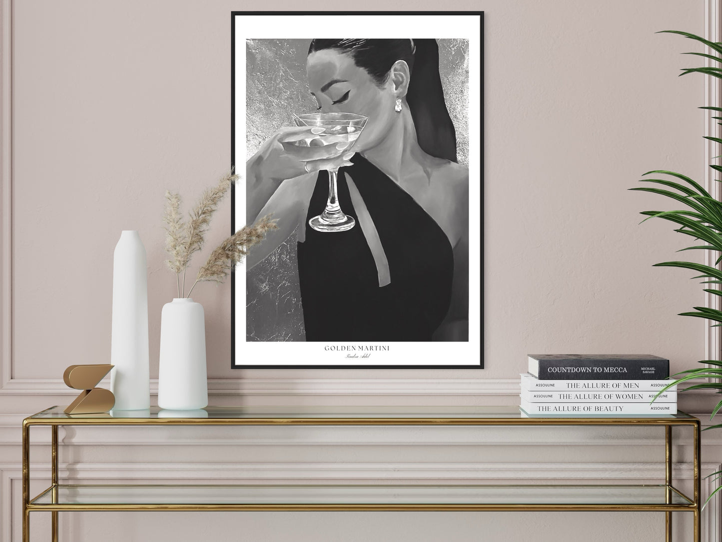 Golden Martini Poster - Black n White