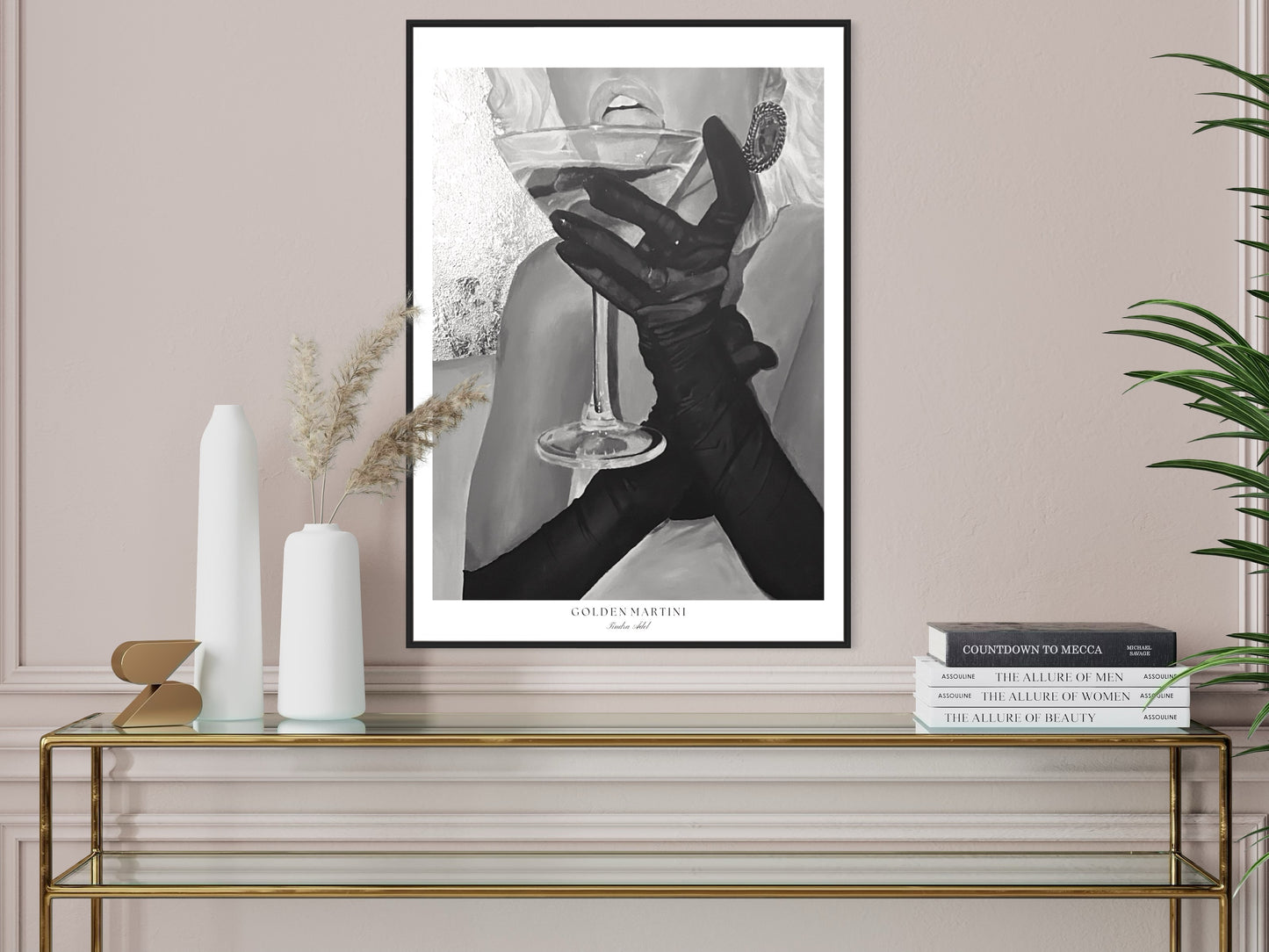 Golden Martini Poster - Black n White