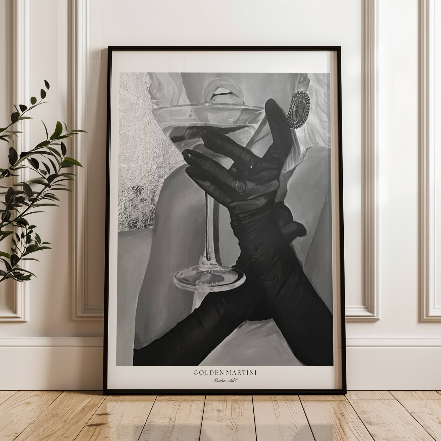 Golden Martini Poster - Black n White