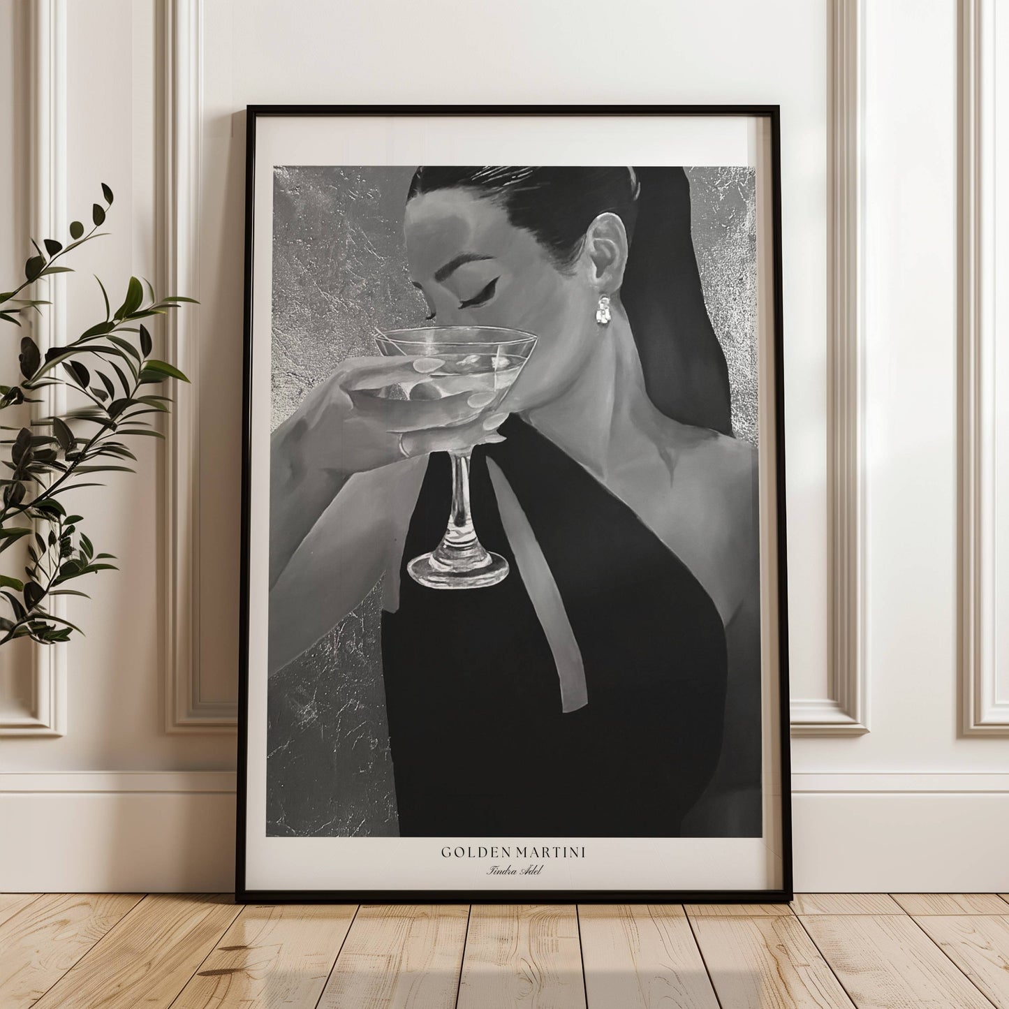 Golden Martini Poster - Black n White