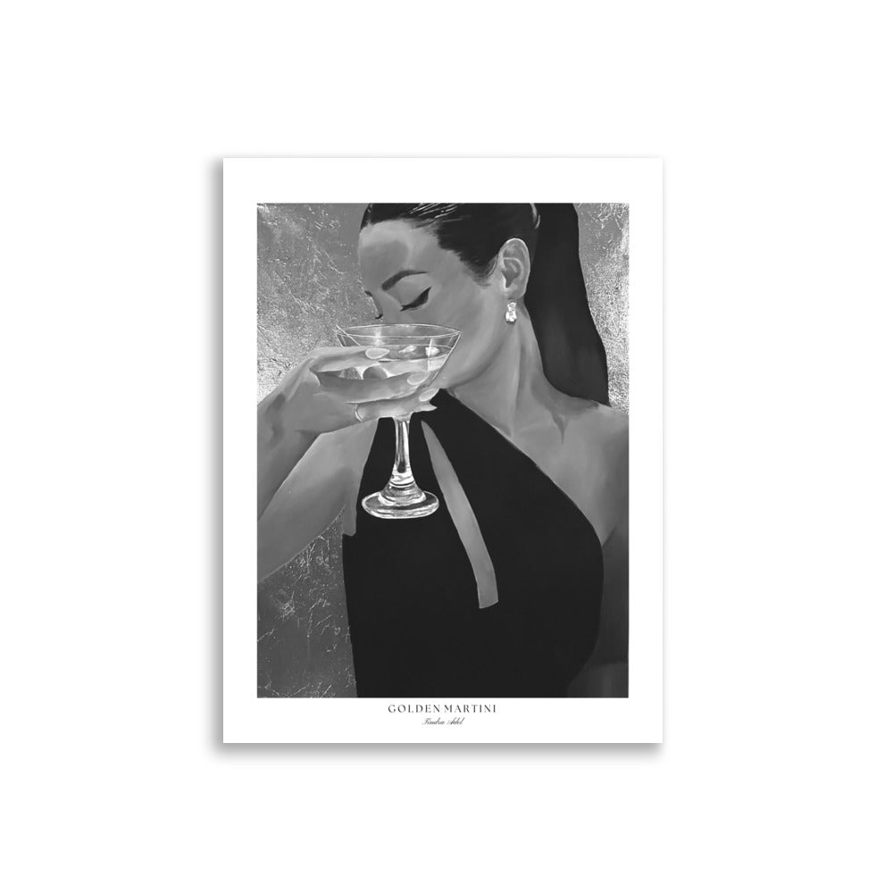 Golden Martini Poster - Black n White