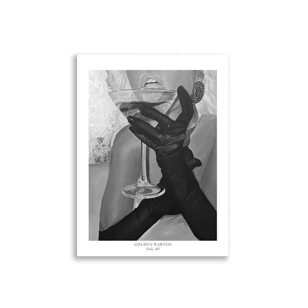 Golden Martini Poster - Black n White