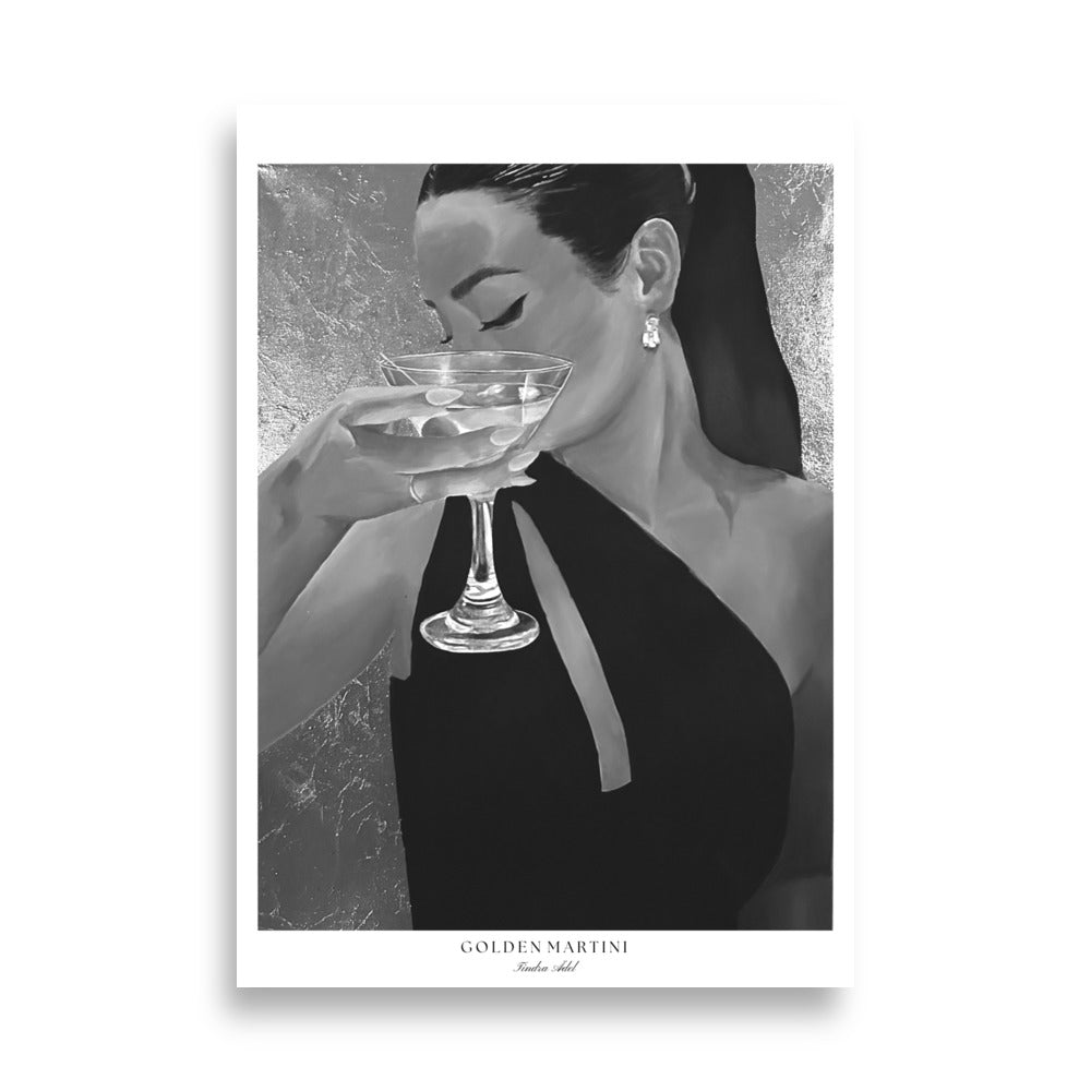 Golden Martini Poster - Black n White