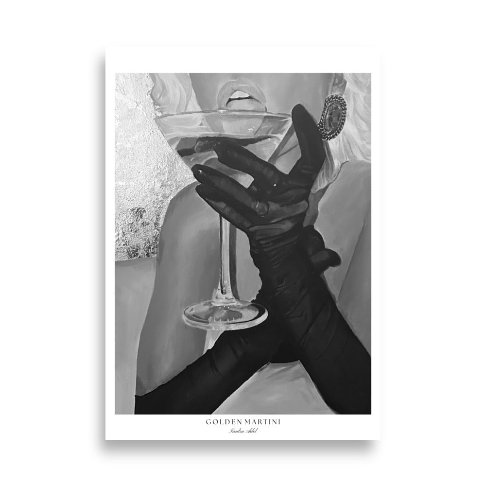 Golden Martini Poster - Black n White